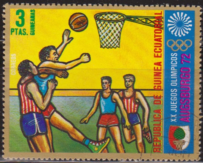 z vendido Guinea Ecuatorial 1972 Michel 053 Sello * Juegos Olimpicos Augsburgo'72 Baloncesto Guinée Equatoriale Preobliteré Matasello de favor Preobliterado 